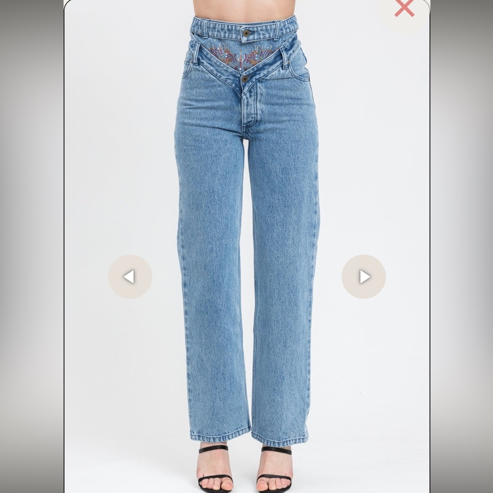 Y/PROJECT high waist crystal jeans